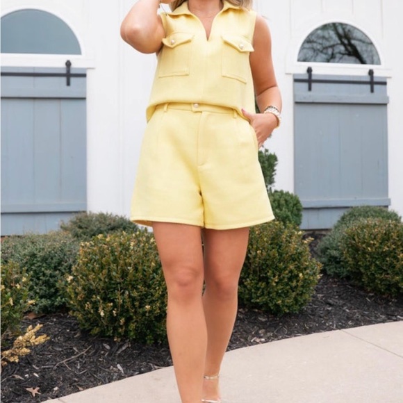 SSYS Gretta Yellow Sleeveless Trouser Short Set - Picture 2 of 7